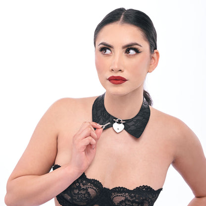 Sex & Mischief Heartbound Lace Day Collar - Black Submission Collar-SS10103