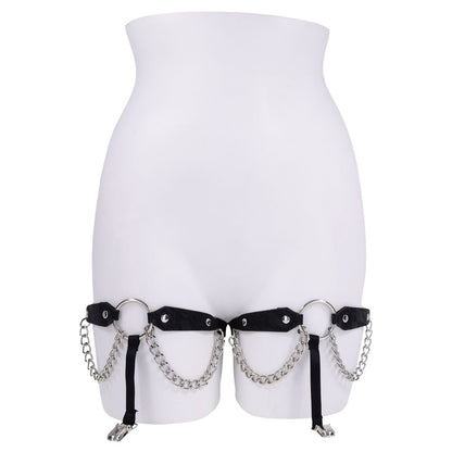 Sex & Mischief Chain Lace Garters - Black/Metal Garters-SS10110