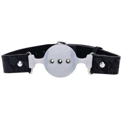 Sex & Mischief Lace Silicone Breathable Ball Gag - Black/Grey Mouth Restraint-SS10112