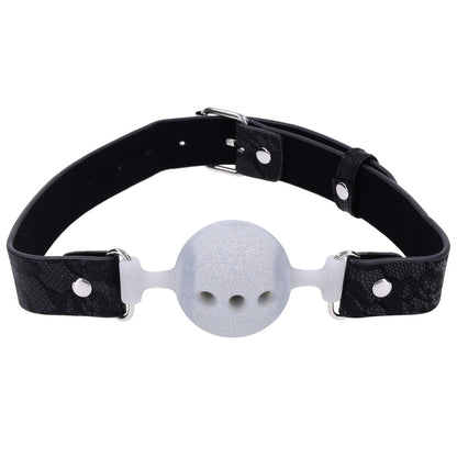 Sex & Mischief Lace Silicone Breathable Ball Gag - Black/Grey Mouth Restraint-SS10112