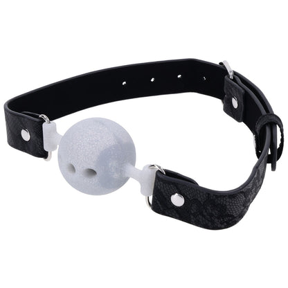Sex & Mischief Lace Silicone Breathable Ball Gag - Black/Grey Mouth Restraint-SS10112