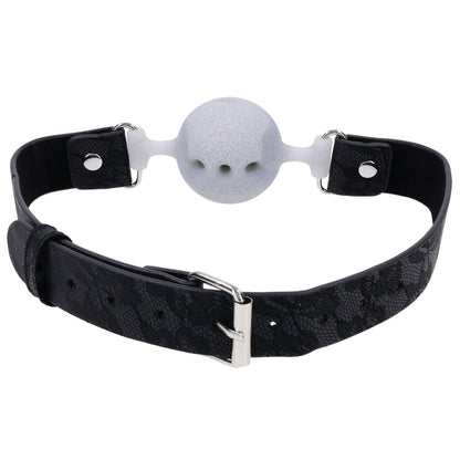 Sex & Mischief Lace Silicone Breathable Ball Gag - Black/Grey Mouth Restraint-SS10112