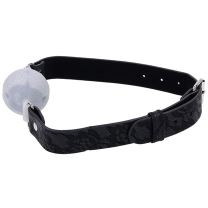 Sex & Mischief Lace Silicone Breathable Ball Gag - Black/Grey Mouth Restraint-SS10112