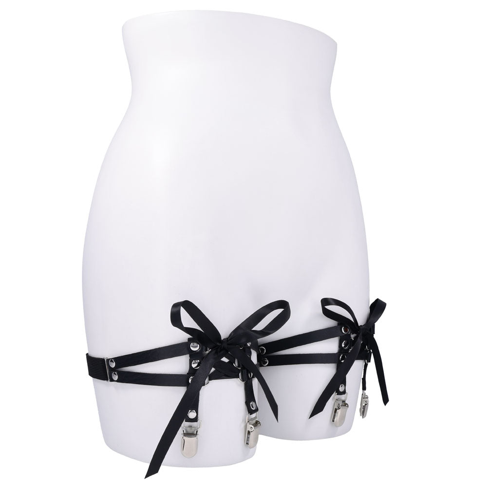 Sex & Mischief Laced Up Garters - Black Garters-SS10113