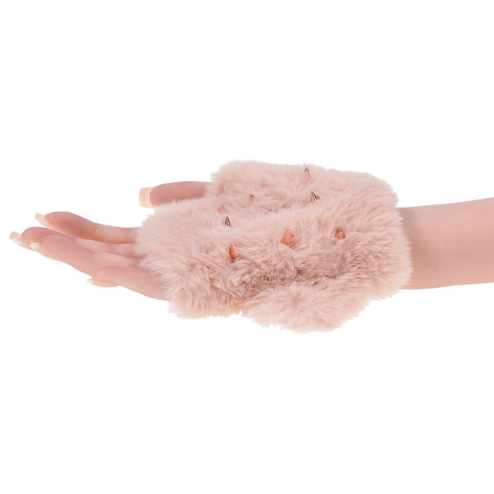 Sex & Mischief Peaches n CreaMe Spiked Sensory Glove - Peach Furry Glove with Metal Spikes-SS10204