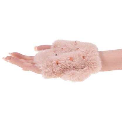 Sex & Mischief Peaches n CreaMe Spiked Sensory Glove - Peach Furry Glove with Metal Spikes-SS10204