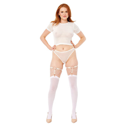Sex & Mischief Peaches n CreaMe Pearl Garters - Peach / Rose Gold Garters with Pearls - Set of 2-SS10213