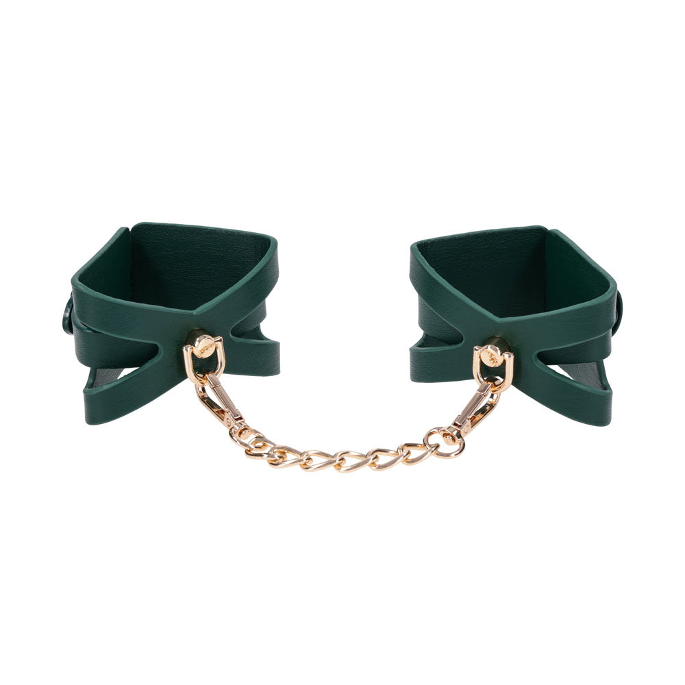 Sex & Mischief Indica Cutout Cuffs - Green/Gold Restraints-SS10215