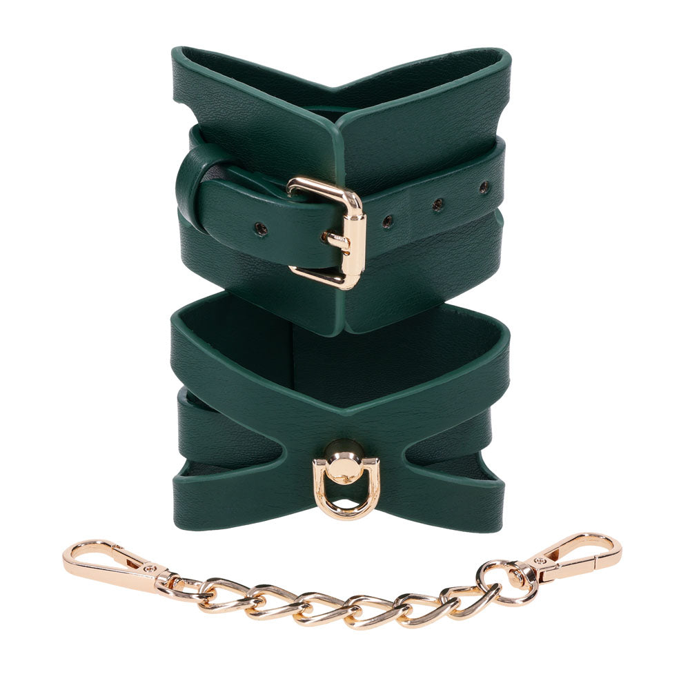Sex & Mischief Indica Cutout Cuffs - Green/Gold Restraints-SS10215