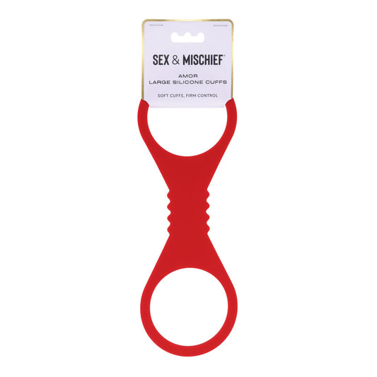 Sex & Mischief Amor Large Silicone Cuffs - Red Large Restraints-SS10230