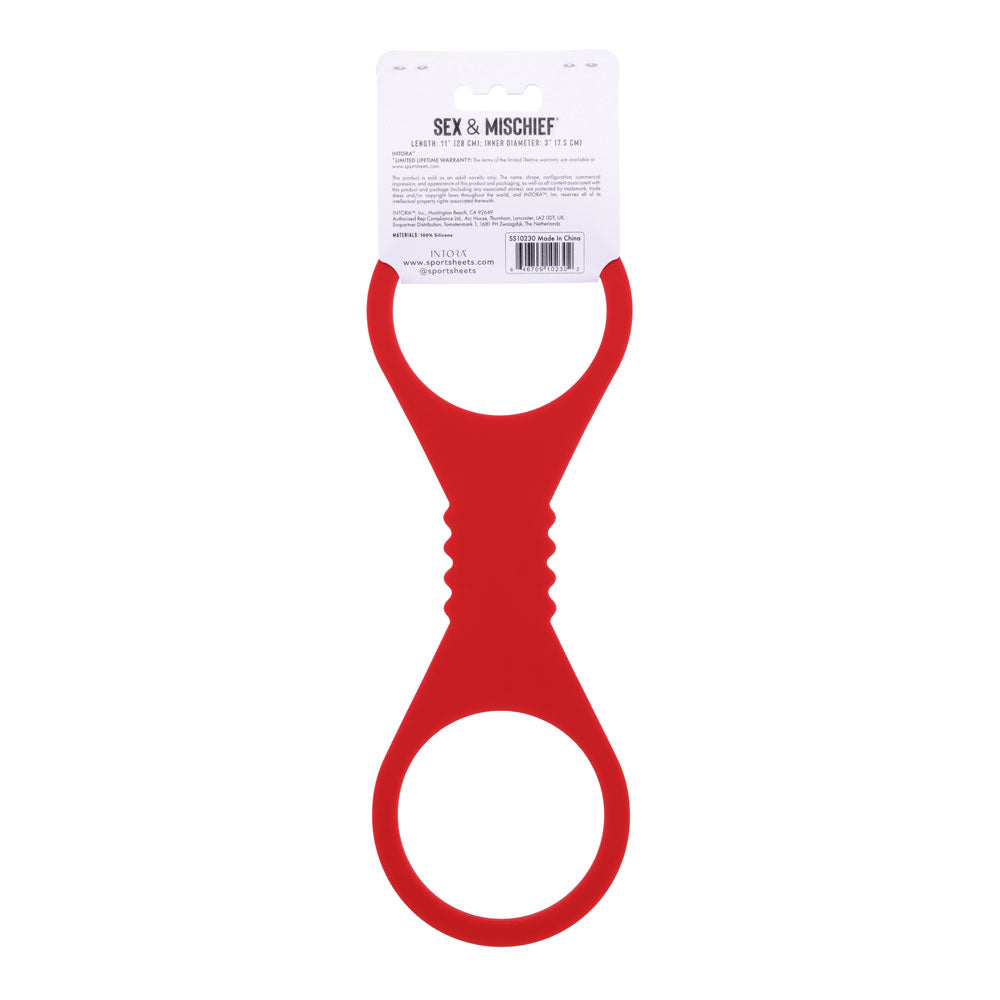 Sex & Mischief Amor Large Silicone Cuffs - Red Large Restraints-SS10230