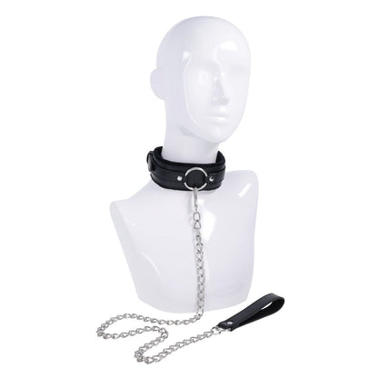 S&M Shadow Collar and Leash - Black Neck Restraint and Leash - SS10301