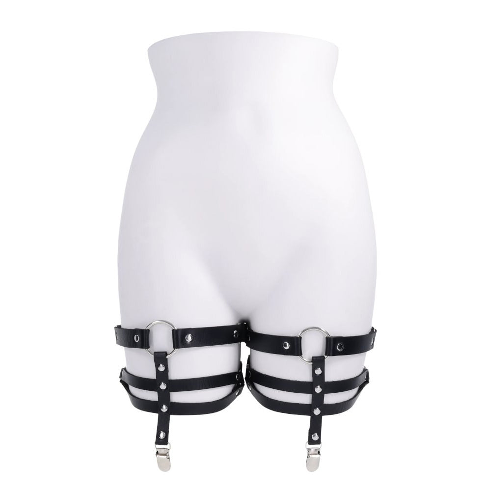 S&M Shadow Garters - Black Leg Garters - SS10310