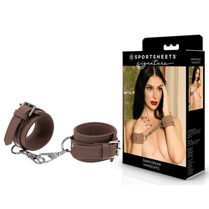 SPORTSHEETS Signature Dawn Dream Handcuffs - Tan Adjustable Restraints - SS68103