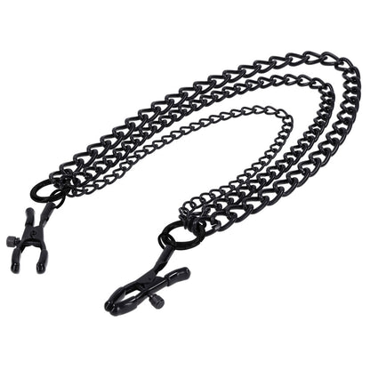 SPORTSHEETS Signature Midnight Muse exCHAINgeable Nipple Jewelry - Black Nipple Clamps with Chain - SS68108