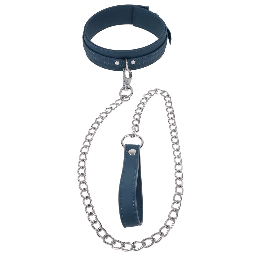 SPORTSHEETS Signature Twilight Tease Collar & Leash - Blue Adjustable Restraint - SS68121