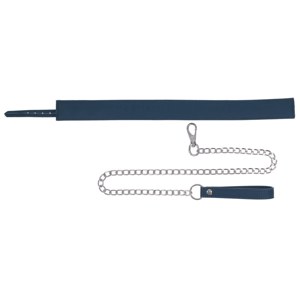 SPORTSHEETS Signature Twilight Tease Collar & Leash - Blue Adjustable Restraint - SS68121