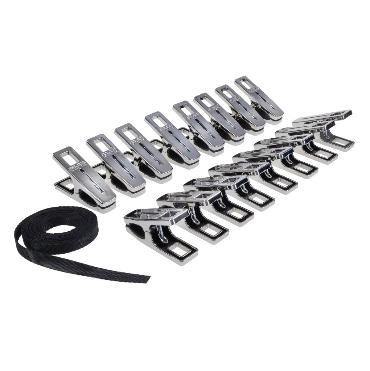EDGE Body Zipper Clothes Pins - Chrome Chrome Pins - Set of 16 - SS98033