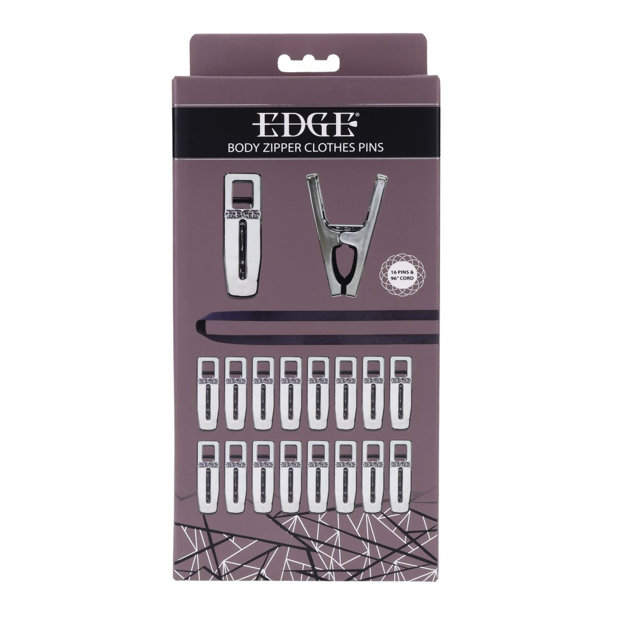 EDGE Body Zipper Clothes Pins - Chrome Chrome Pins - Set of 16 - SS98033
