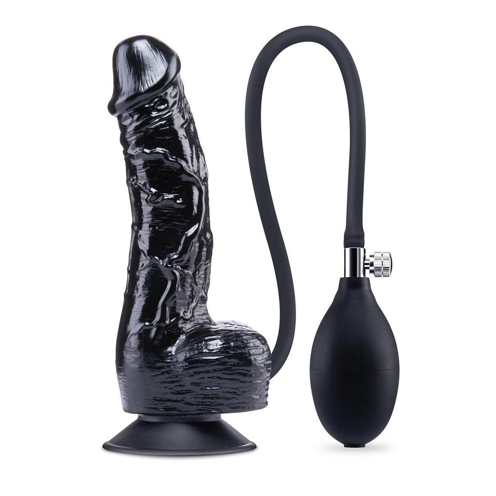 Size Up 6 Inch Inflatable Dildo with Balls - Black 17.8 cm Inflatable Dong-SU106