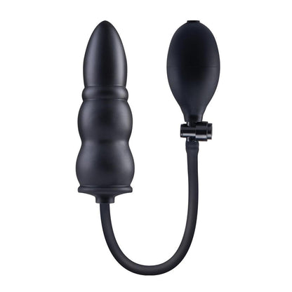 Size Up 5.5 Inch Ripple Inflatable Butt Plug - Black 15.2 cm Inflatable Butt Plug-SU108