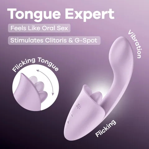 Satisfyer Tongue Expert - Violet Rechargeable Vibrator with Flicking Clit Stimulator