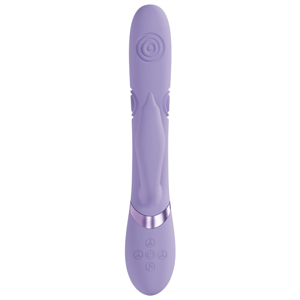 VIVE Pallina - Purple - Purple 25 cm USB Rechargeable Tapping Rabbit Vibrator-VIVE065LAV