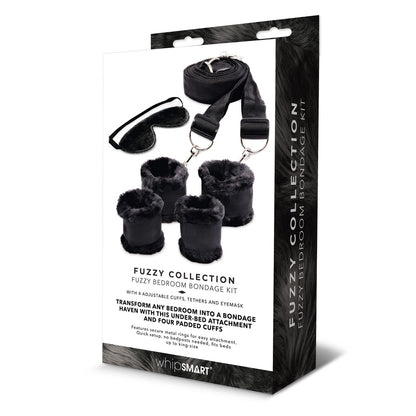 WhipSmart Fuzzy Bedroom Bondage Kit - Black Under The Bed Restraint Set - WS1072