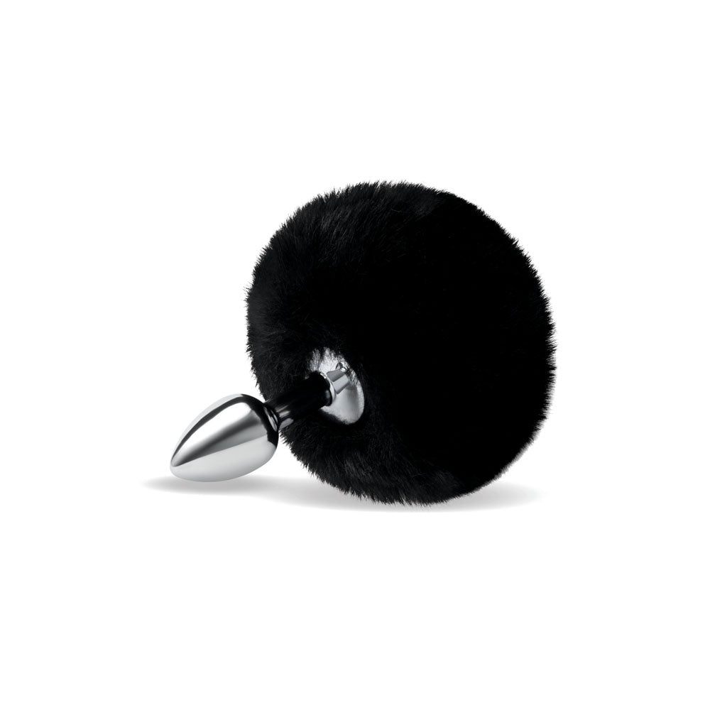WhipSmart Furry Tales Black Bunny Tail - Metal 6.3 cm Butt Plug with Black Bunny Tail-WS3501