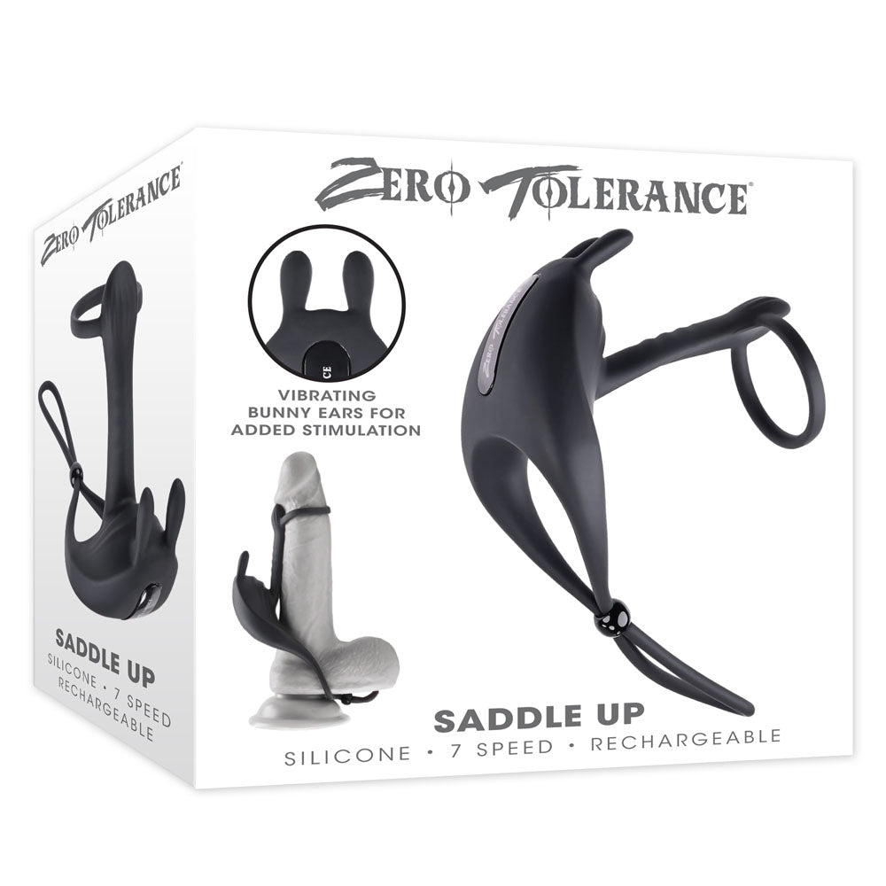Zero Tolerance SADDLE UP - Black USB Rechargeable Vibrating Cock & Ball Rings-ZE-RS-3694-2
