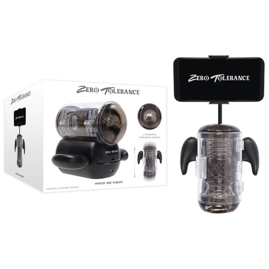 Zero Tolerance HOLD ME TIGHT - Black USB Rechargeable Vibrating Auto Stroker with Phone Holder-ZE-RS-6817-2