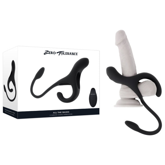 Zero Tolerance ALL THE BASES - Black USB Rechargeable Vibrating Cock Ring with Wireless Remote - ZE-RS-7326-2
